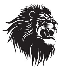 Fototapeta na wymiar Lions head sketch closeup. Also good for tattoo and logo. Editable vector monochrome image with high details isolated on white background
