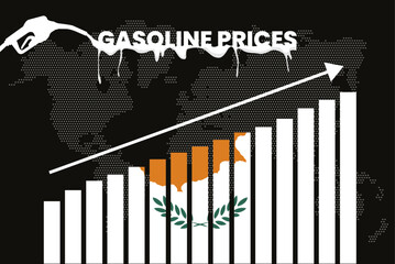 Increasing of gasoline prices in Cyprus, bar chart graph, rising values news banner idea