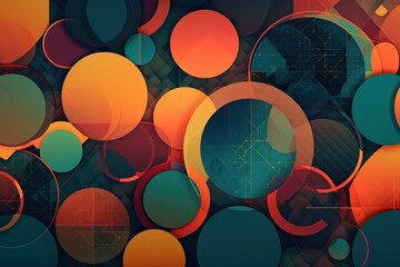 Abstract geometric background with circles and lines. Futuristic technology style, Generative Ai, Generative Ai