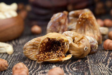 dried fruits of sweet figs on the table