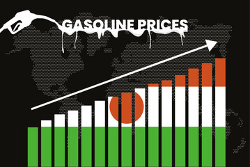 Increasing of gasoline prices in Nigeria, bar chart graph, rising values news banner idea