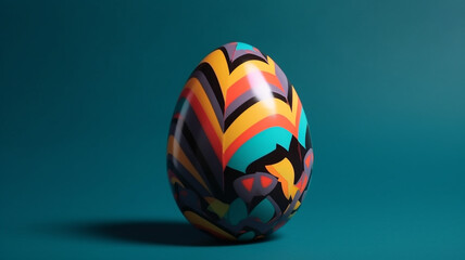 Ultra-realistic Easter egg, 90s pattern, colored studio background. Generative AI tool illustration.