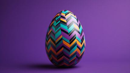Ultra-realistic Easter egg, 90s pattern, colored studio background. Generative AI tool illustration.