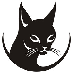 Minimalist modern cat logo. Tricky cat icon. Simple cat vector icon.