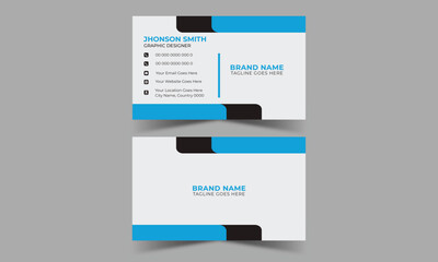 Modern SkyBlue And Black Corporate Creative and Clean Business Card Design Template Name Card Visiting Card Simple Flat Horizontal Vector Design Layout In Rectangle Size.