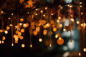 Christmas and New Year holidays background with bokeh-defocused lights, Generative Ai