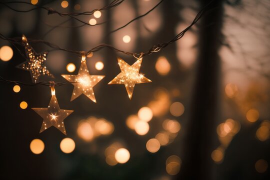 Christmas lights with bokeh background 
 with vintage effect style pictures, Generative Ai