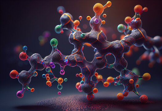 Nafamostat drug molecule, illustration. Generative AI