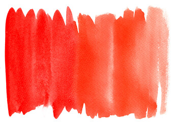 Hand drawn abstract red watercolor background.Red paint brush