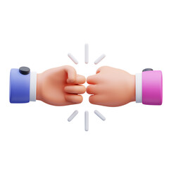 3d render illustration of activity icon of hand doing fist bump, suitable for social media asset, web, app, presentation,