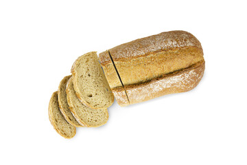 Freshly baked homemade bread isolated on a white background.