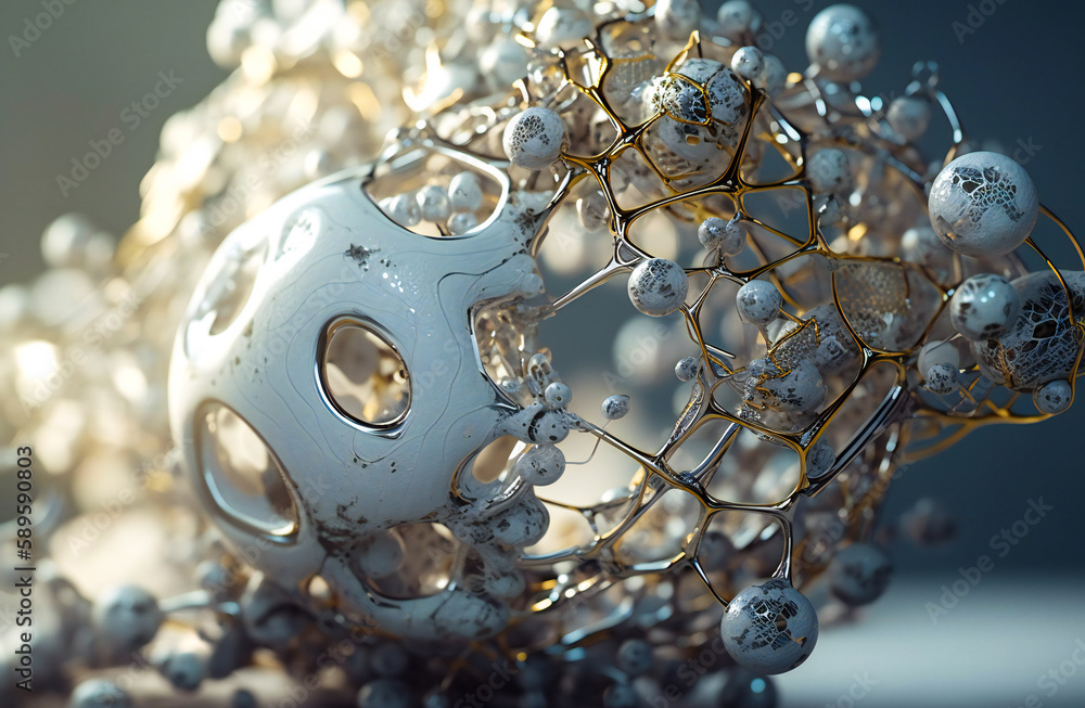 Aufkleber abstract three dimensional organic structure. created with generative ai technology.