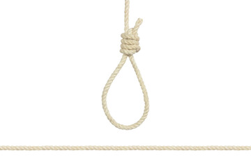 Rope with hangman's noose, gallows isolated from background