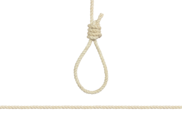 Rope with hangman's noose, gallows isolated from background