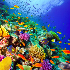 Plakat Magnificent underwater world in tropical ocean.