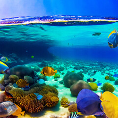 Magnificent underwater world in tropical ocean.