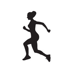 Fototapeta na wymiar Beautiful jogging girl silhouette vector art.