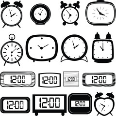 Fototapeta premium Set of Alarm clocks vector. Clock illustration