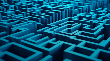 Selected focused on abstract folded paper effect. Blue pattern and background. Maze made of paper and with a complex pattern. The pattern is random.
