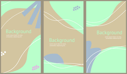 Abstract vector modern stories background set. Geometric illustration background. Hand drawn pastel colored set. Abstract pastel patterns for social media story, poster.