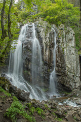 Boyana waterfall. Vitosha, Sofia. Mountain river in spring