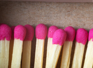 Matches in a box close-up.