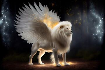 White gryphon backdrop. AI generated