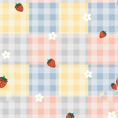 Watercolor, various flowers, strawberry stripes, geometric beauty