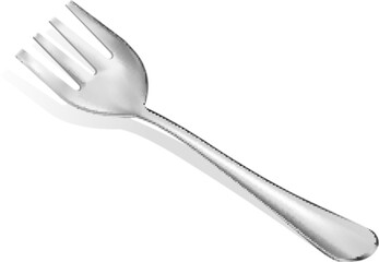 Realistic metal fork isolated on white background. 3d realism. Vector fork illustration isolated on white background.