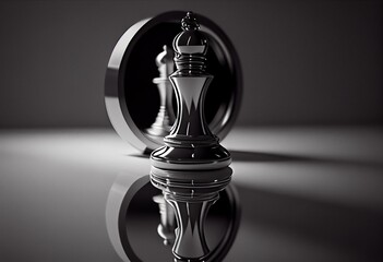 Chess piece looking in mirror. Render abstract illustration. Generative AI