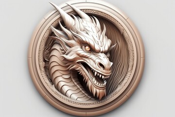 Dragon emblem illustration, fantasy concept, white background. Generative AI