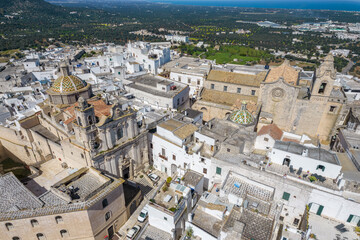 Fototapeta na wymiar Aerial panoramic view of Ostuni, the white city, Apulia (Puglia), southern Italy