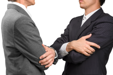 Close up Confident Businessmen in Black Elegant Business Suits with Crossed Arms
