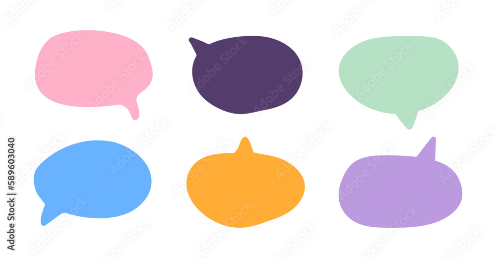 Poster set of different and multicolored speech bubble. bubbles collection on white background. vector illu
