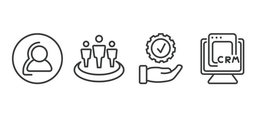 set of marketing thin line icons. marketing outline icons included consumer, affiliate, execution, crm vector.