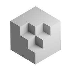 Abstract three-dimensional cube design element. 3d infographic presentation cube icon.