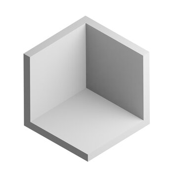 Abstract three-dimensional cube design element. 3d infographic presentation cube icon.