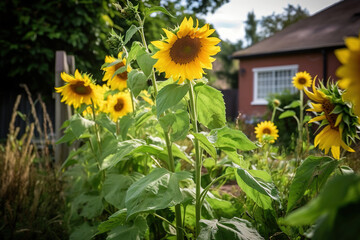 Sunflowers in the garden