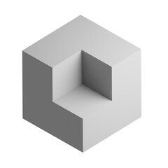 Abstract three-dimensional cube design element. 3d infographic presentation cube icon.