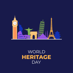 World Heritage Day. holiday concept, banner, poster, card. vector illustration. flat design.