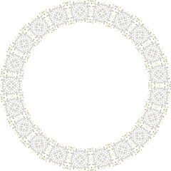 Decorative floral frame. Elegant element for design in Eastern style, place for text. Floral golden border. Lace illustration for invitations and greeting cards.