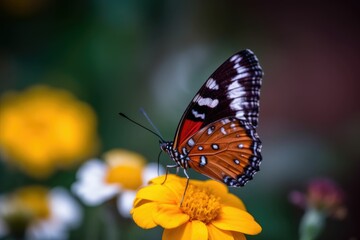 Butterfly on the flower. Generative AI.
