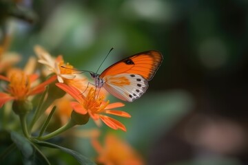 Butterfly on the flower. Generative AI.