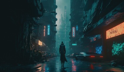 A cyberpunk-inspired city of the future. Generative AI.