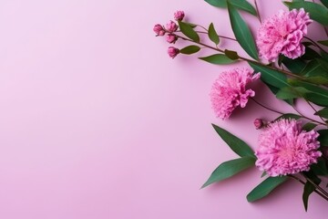 Fototapeta na wymiar Pink flowers on pink background. Generative AI.