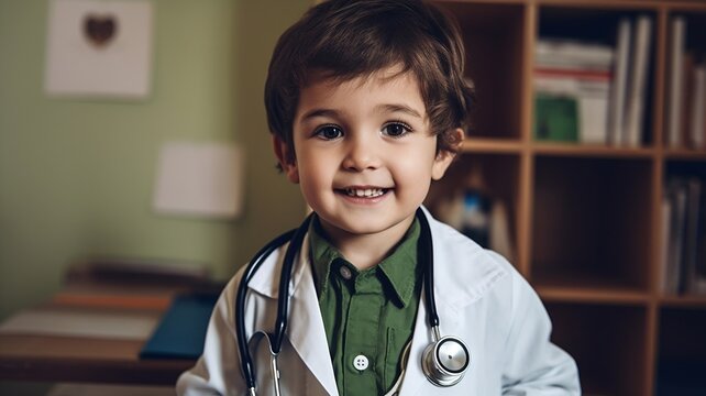 un enfant s'imagine en m&eacute;decin - generative ai
