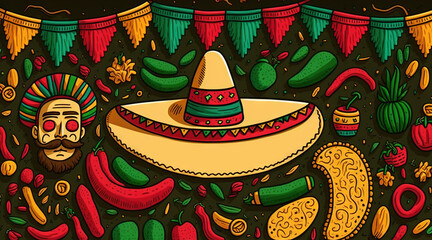 Cinco de mayo holiday background with copy space for text generative ai
