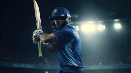 Batsmen after playing a shot. Generative AI.