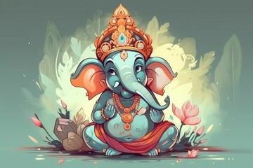 Hindu god Ganesha. Generative AI.