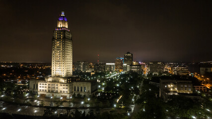 Fototapeta na wymiar Drone Photo Louisiana State Capitol in Baton Rouge